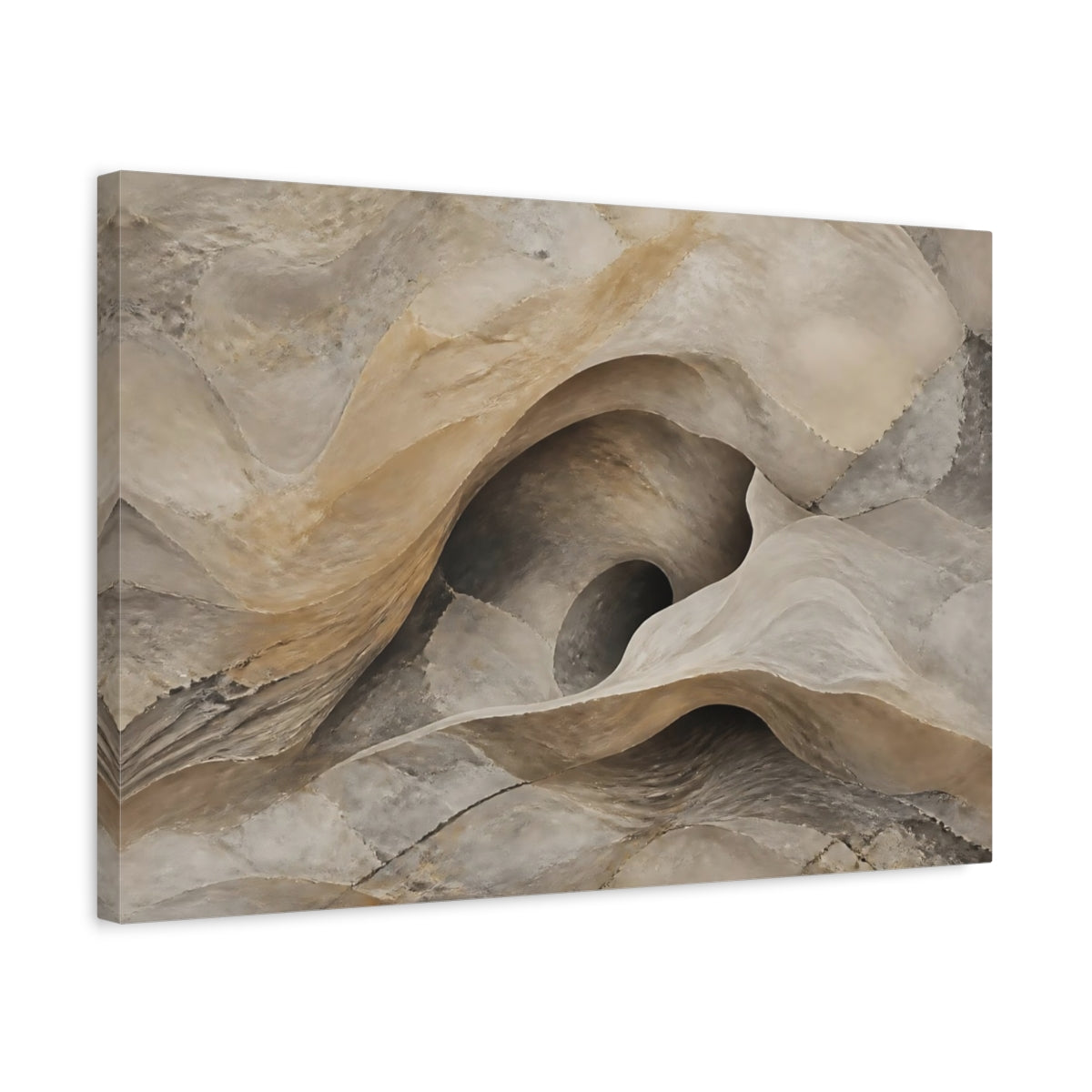 Side Mockup 3. Hidden Stone Cave Form shown as canvas print