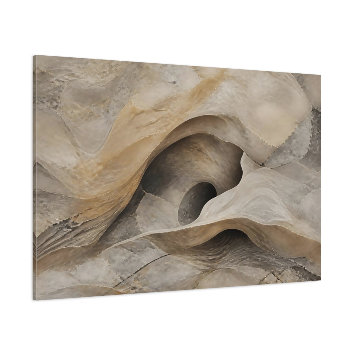 Side Mockup 1. Hidden Stone Cave Form shown as canvas print