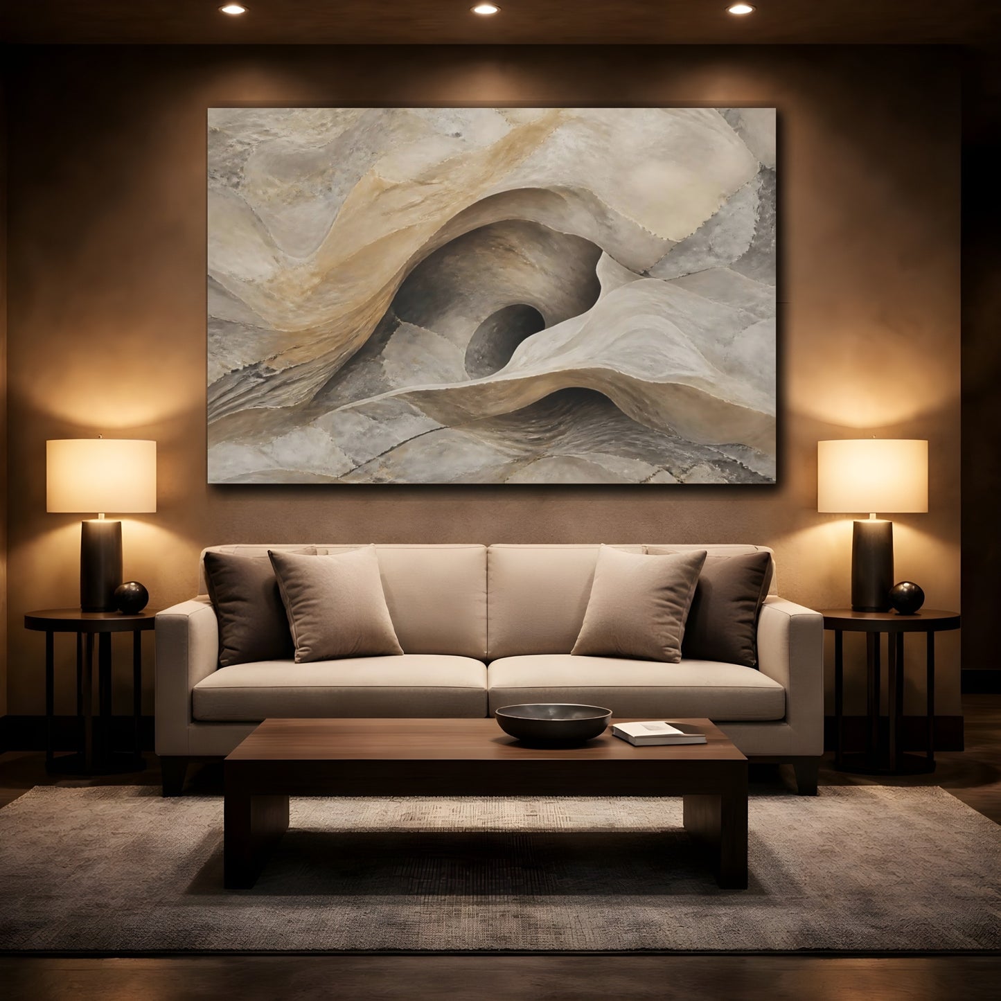 Mockup 2. Hidden Stone Cave Form shown as canvas print