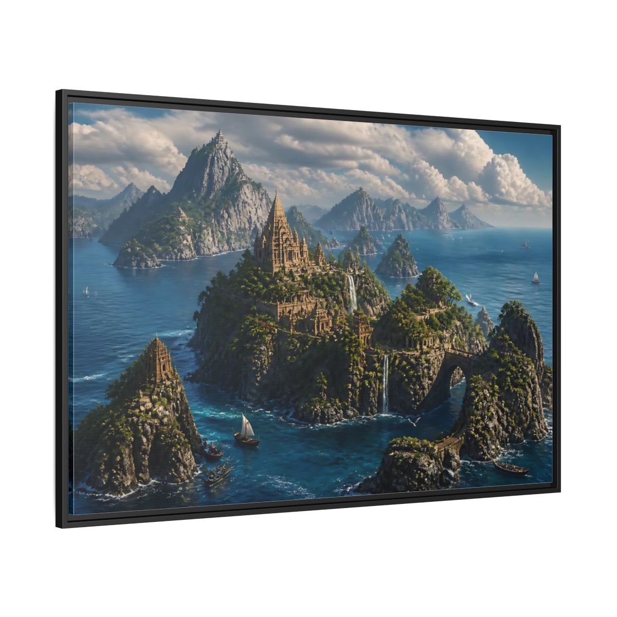 Side Mockup 12. Hidden Temple Isles shown as framed canvas print