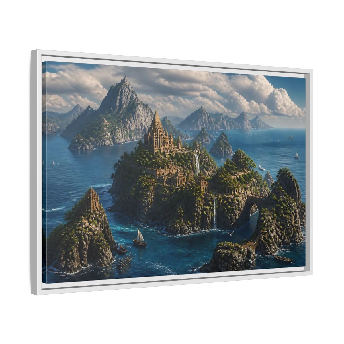 Side Mockup 10. Hidden Temple Isles shown as framed canvas print