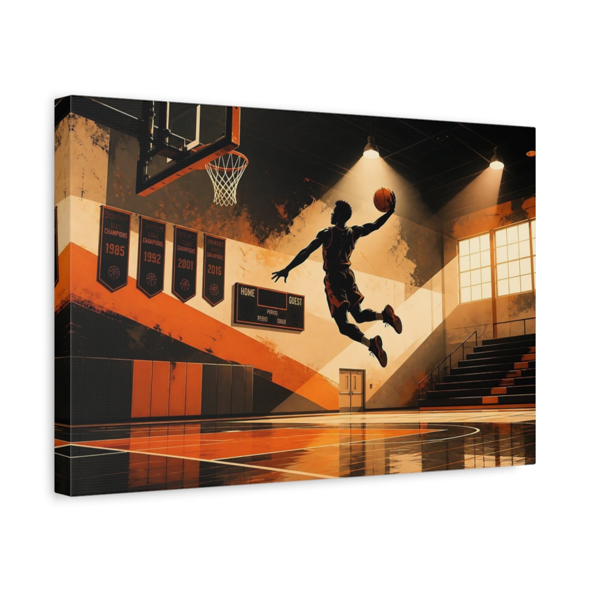 Side Mockup 4. High-Flying Dunk shown as canvas print