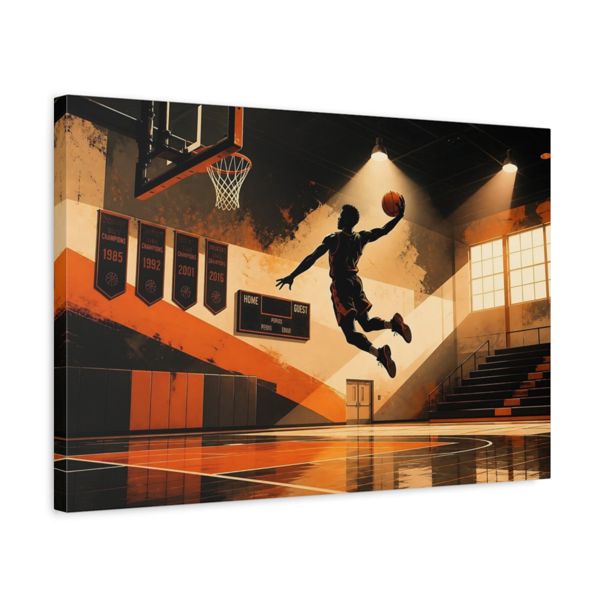 Side Mockup 3. High-Flying Dunk shown as canvas print
