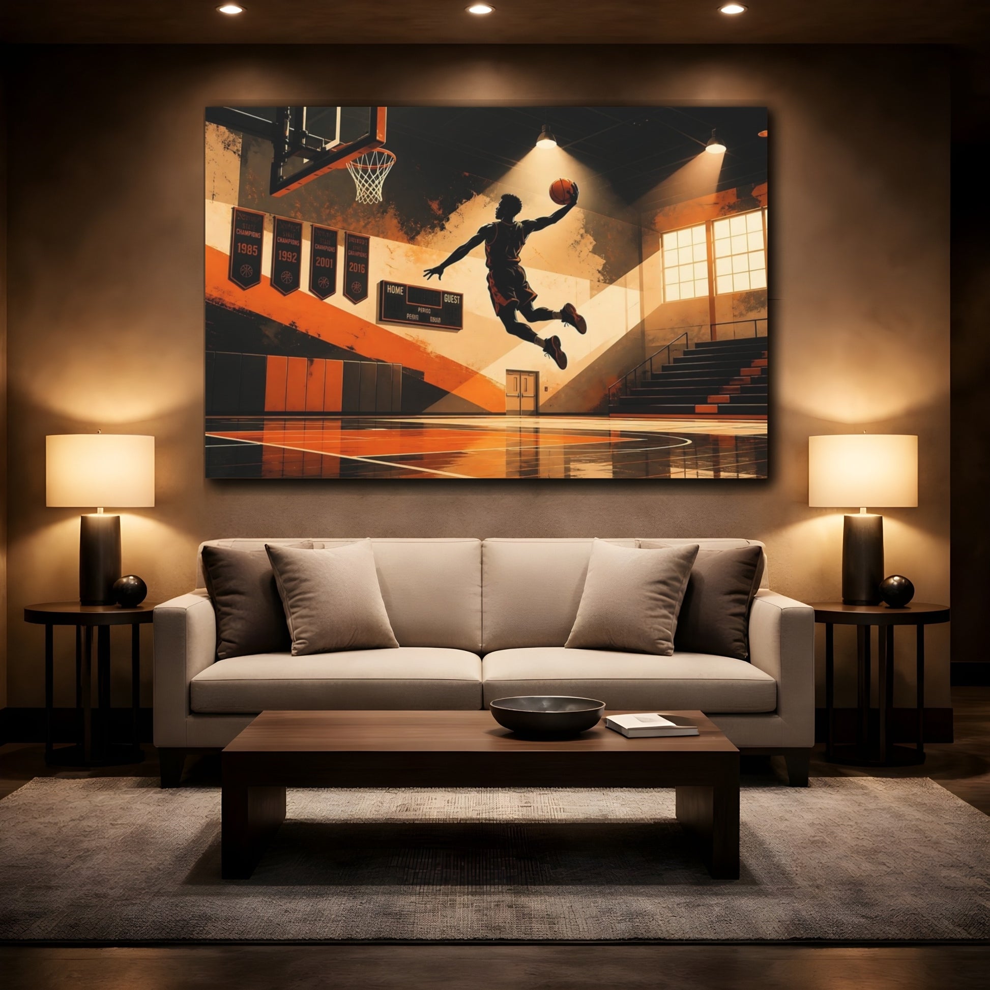 Mockup 2. High-Flying Dunk shown as canvas print