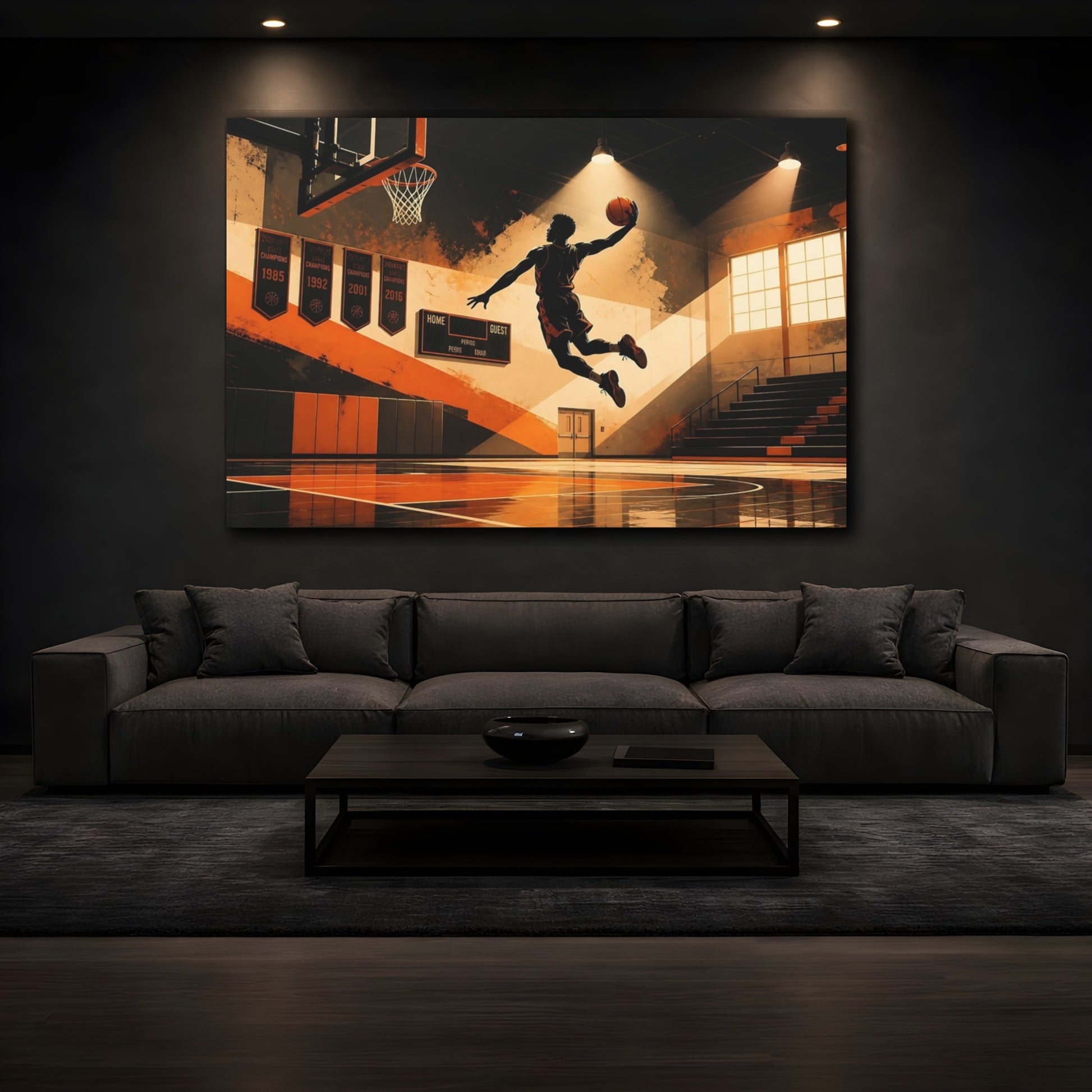 Mockup 3. High-Flying Dunk shown as canvas print
