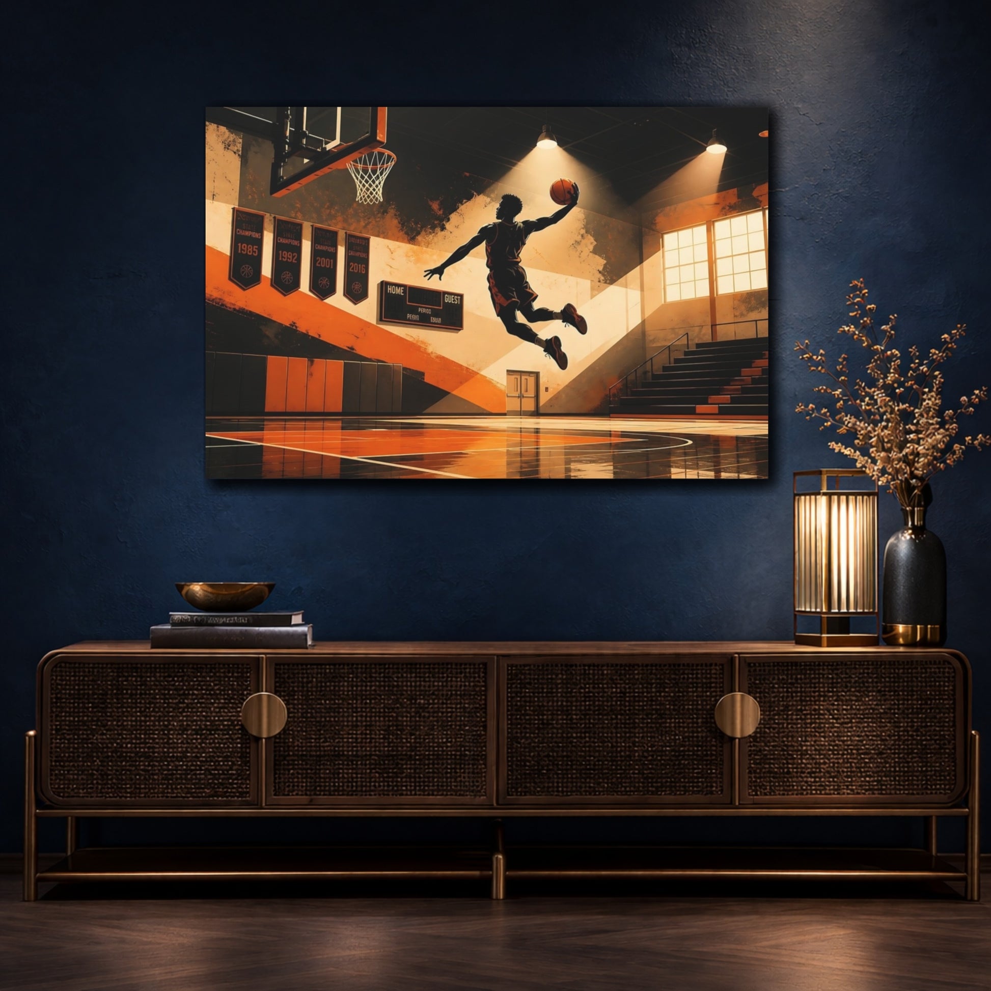 Mockup 4. High-Flying Dunk shown as canvas print