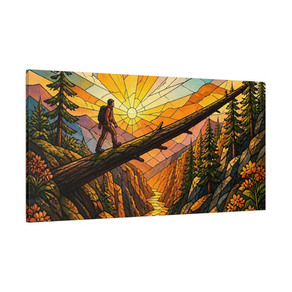 Side Mockup 2. Hiker Motivation Sunrise shown as canvas print