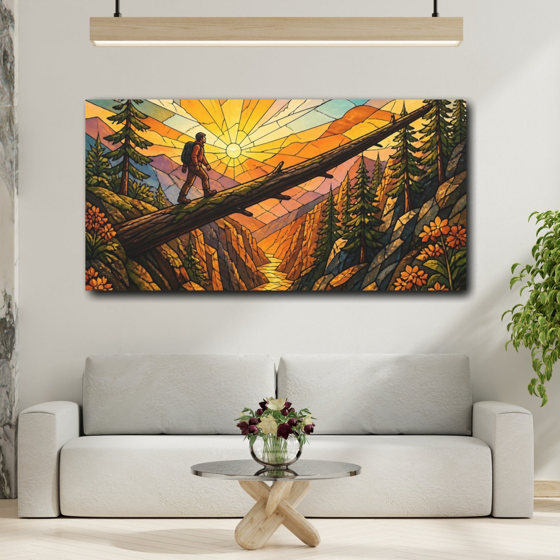 Mockup 2. Hiker Motivation Sunrise shown as canvas print