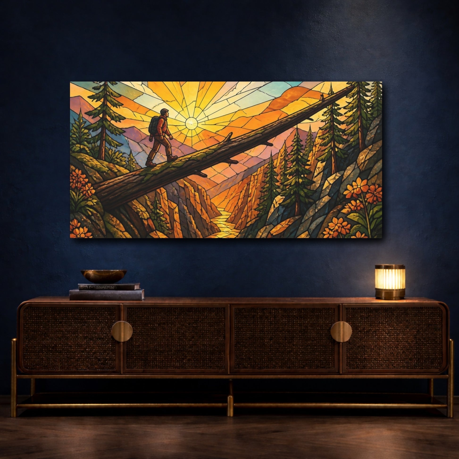 Mockup 4. Hiker Motivation Sunrise shown as canvas print