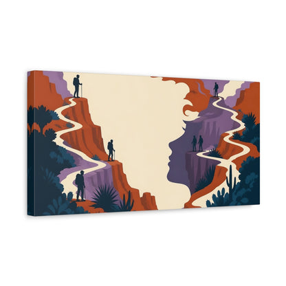 Side Mockup 3. Hikers Illusion Trail shown as canvas print