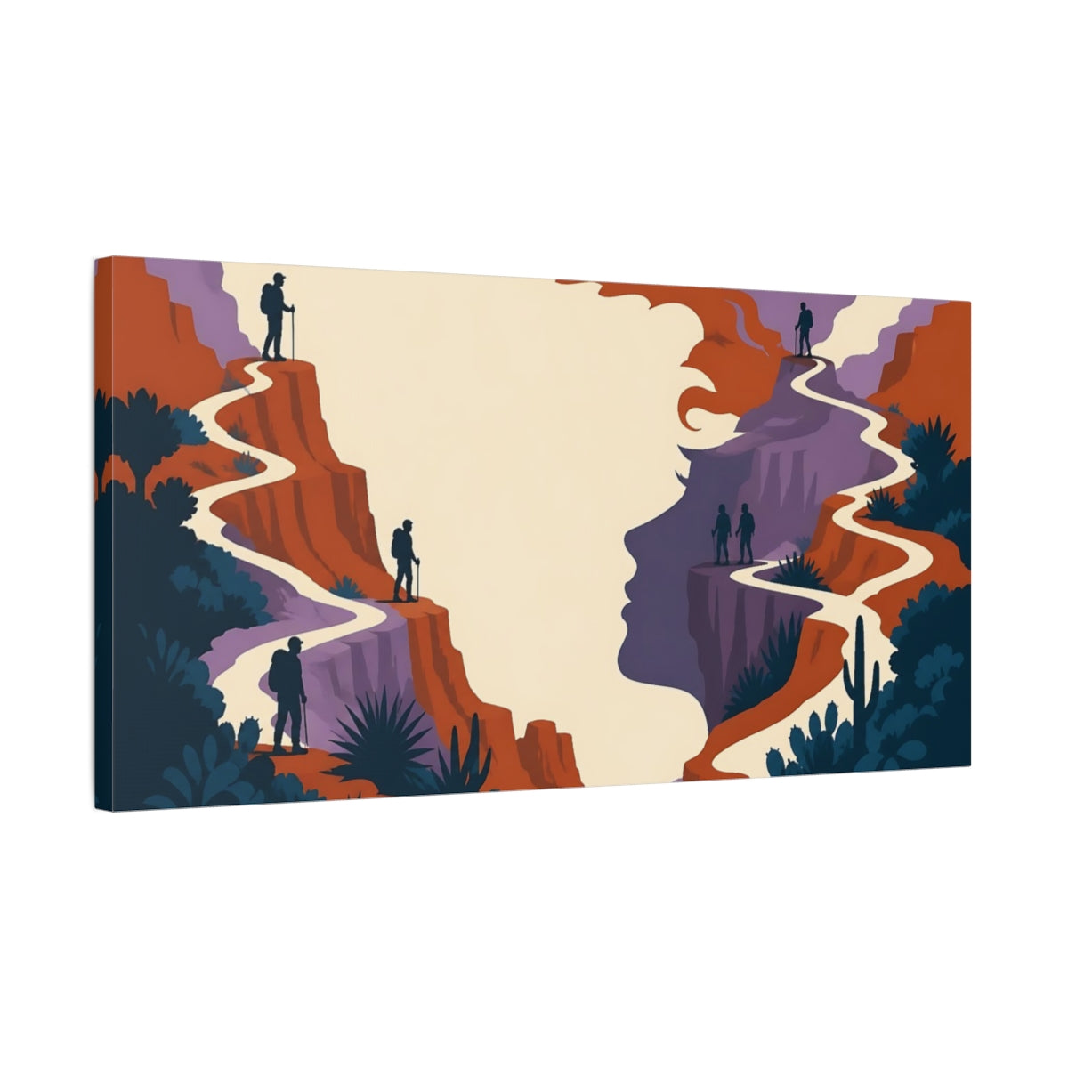 Side Mockup 1. Hikers Illusion Trail shown as canvas print
