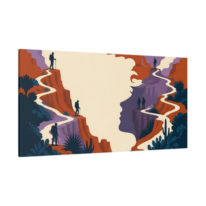 Side Mockup 2. Hikers Illusion Trail shown as canvas print