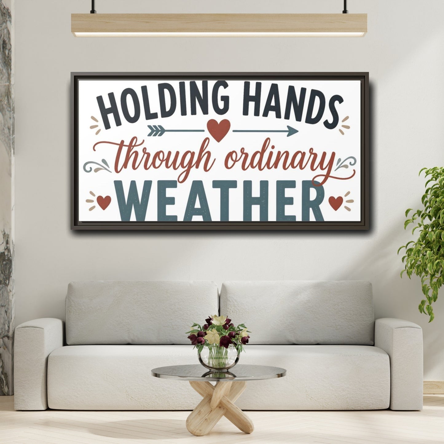 Mockup 2. Holding Hands Through Ordinary Weather shown as framed canvas print
