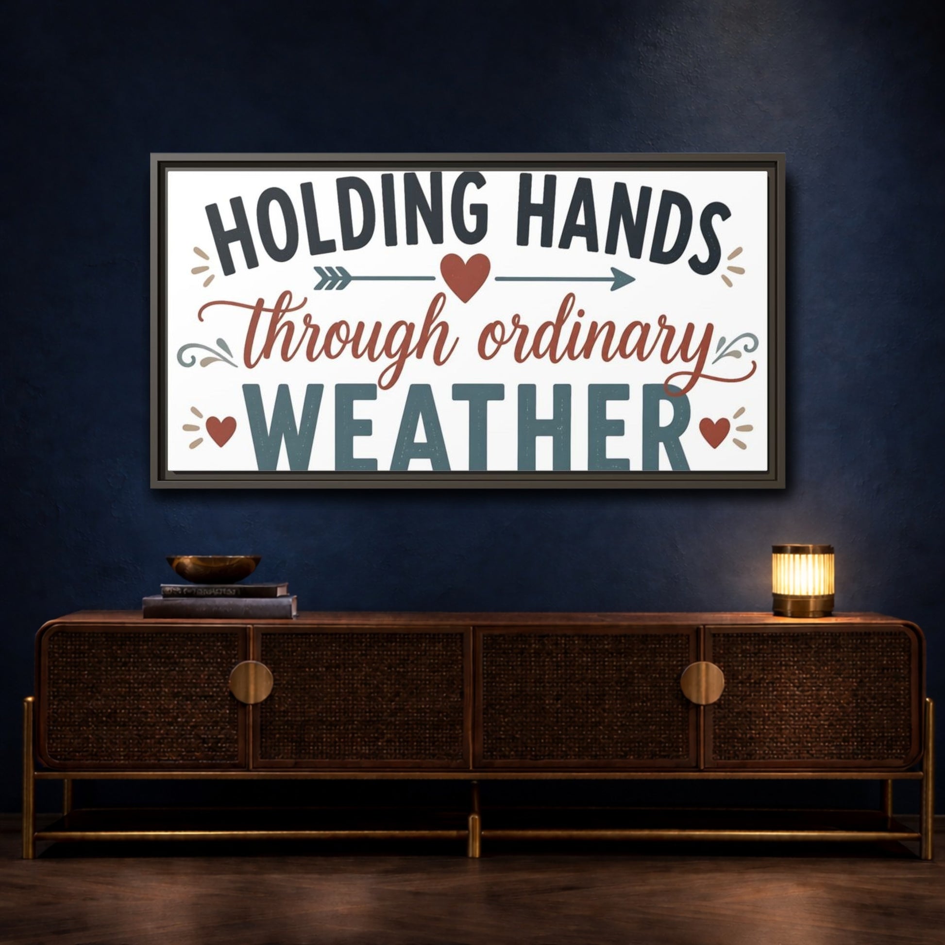 Mockup 4. Holding Hands Through Ordinary Weather shown as framed canvas print