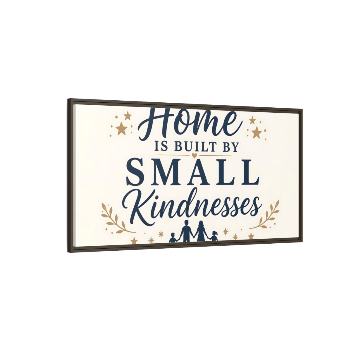 Side Mockup 4. Home Built By Kindness shown as framed canvas print