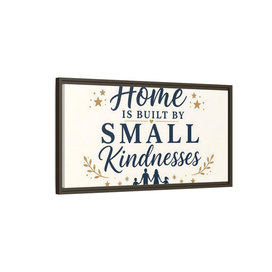 Main Mockup. Home Built By Kindness shown as framed canvas print