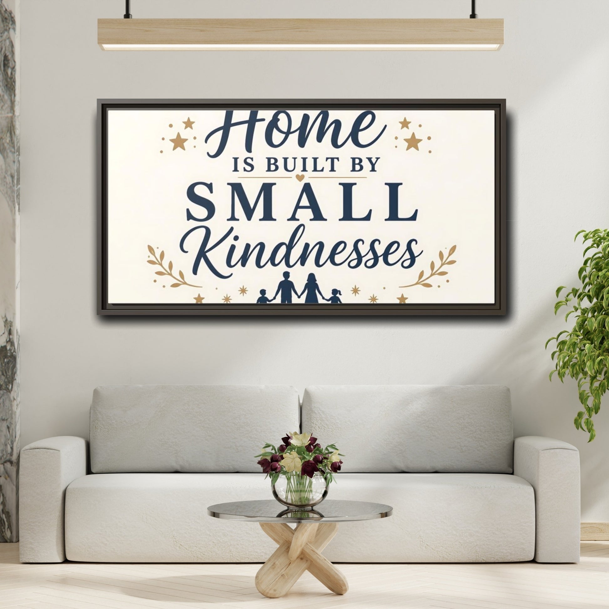 Mockup 2. Home Built By Kindness shown as framed canvas print