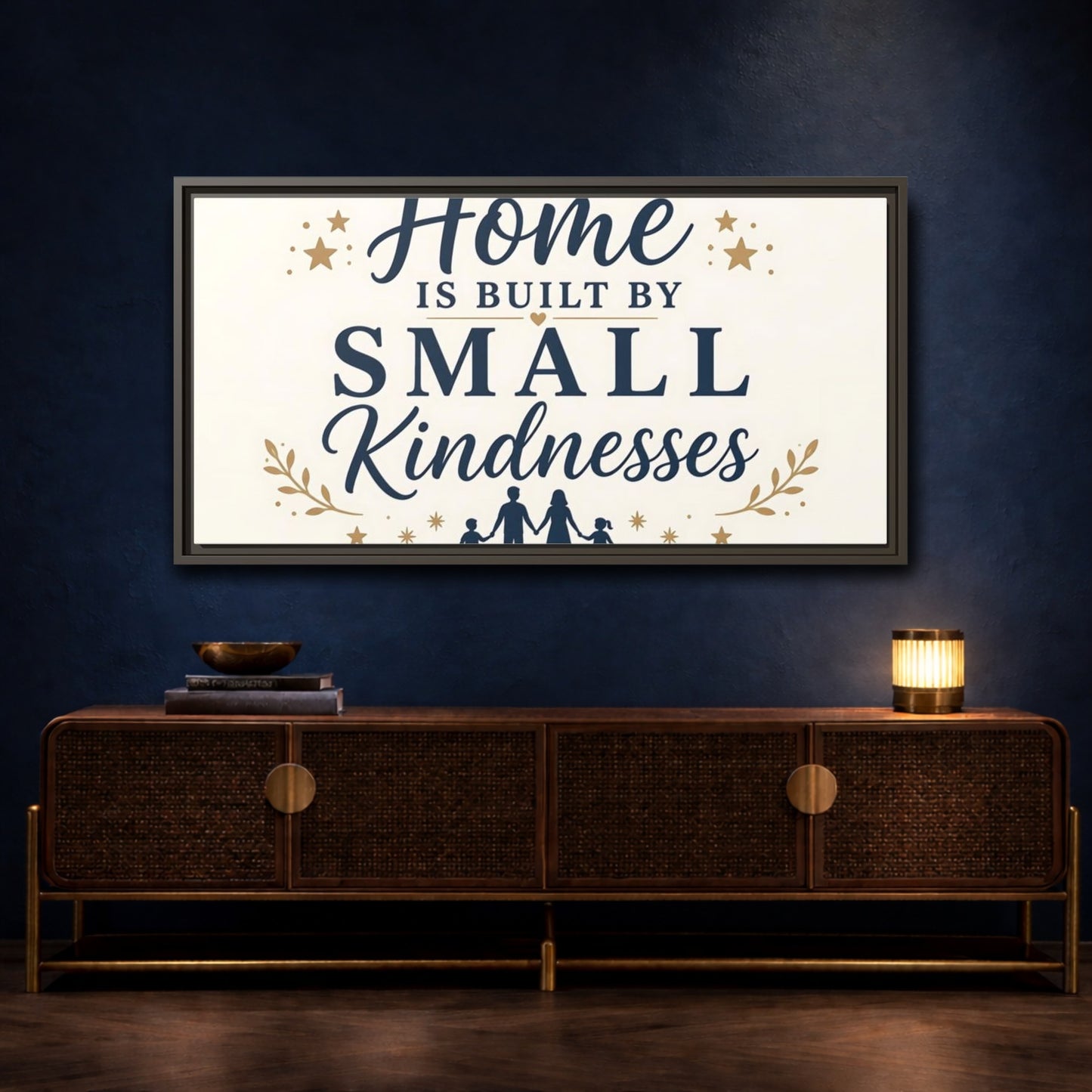 Mockup 4. Home Built By Kindness shown as framed canvas print