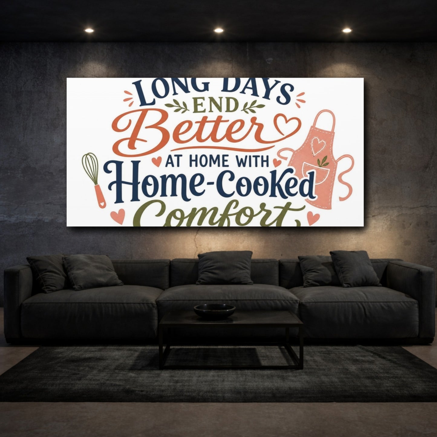 Mockup 3. Home-Cooked Comfort Quote shown as canvas print