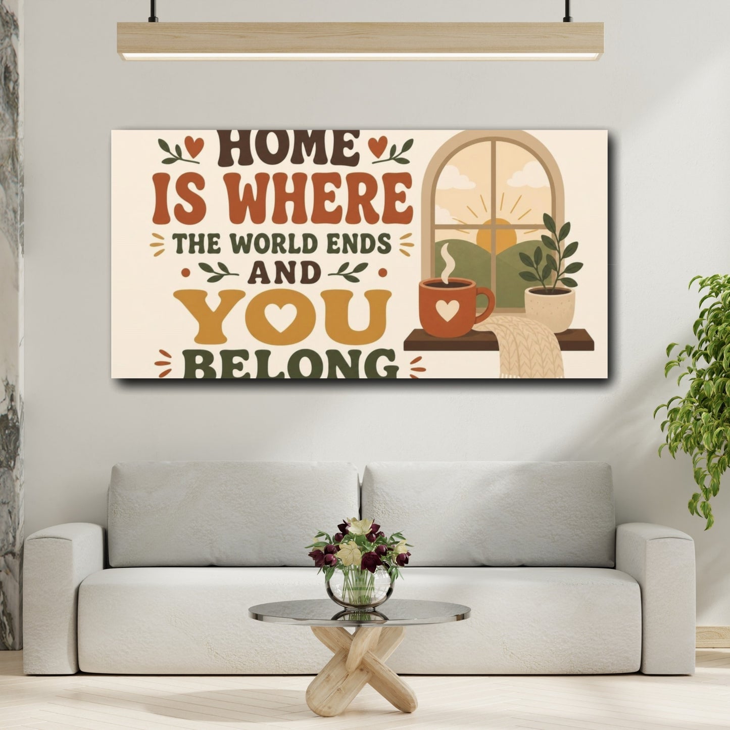 Mockup 2. Home Is Where You Belong shown as canvas print