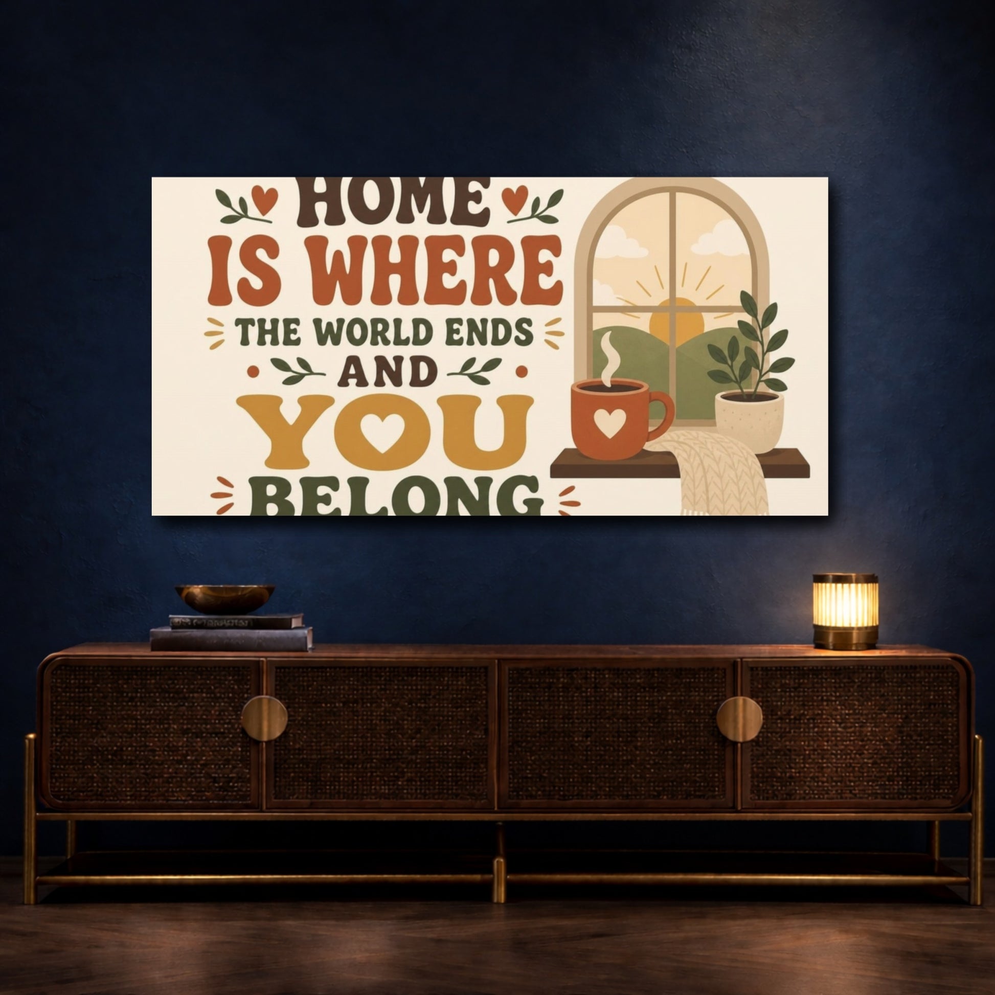 Mockup 4. Home Is Where You Belong shown as canvas print
