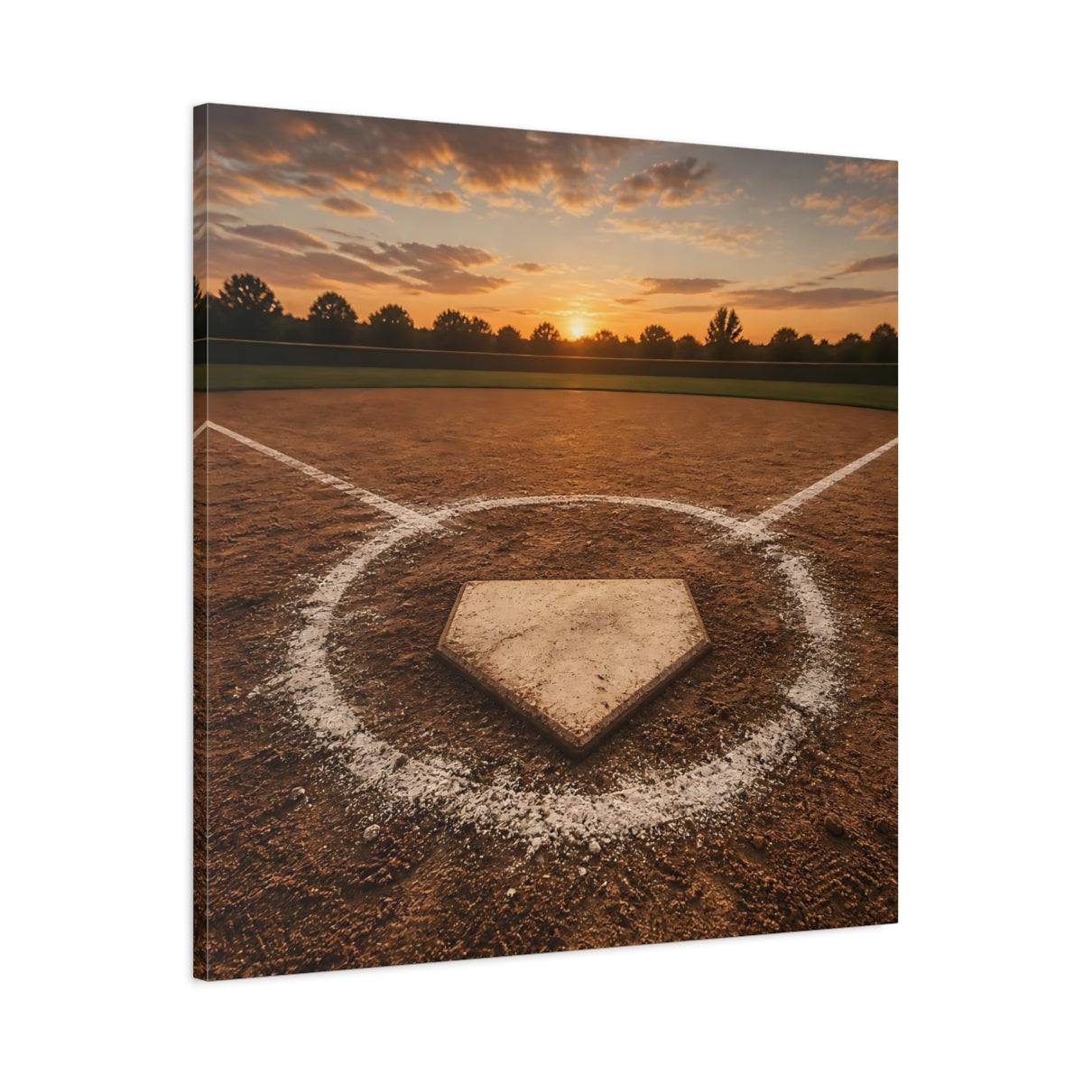 Main Mockup. Home Plate At Sunset shown as canvas print