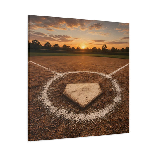 Main Mockup. Home Plate At Sunset shown as canvas print