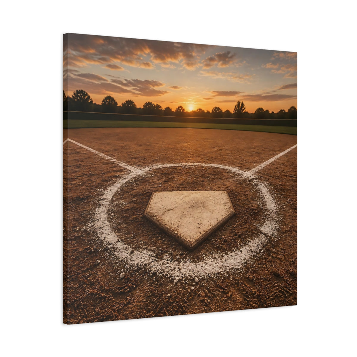 Side Mockup 3. Home Plate At Sunset shown as canvas print