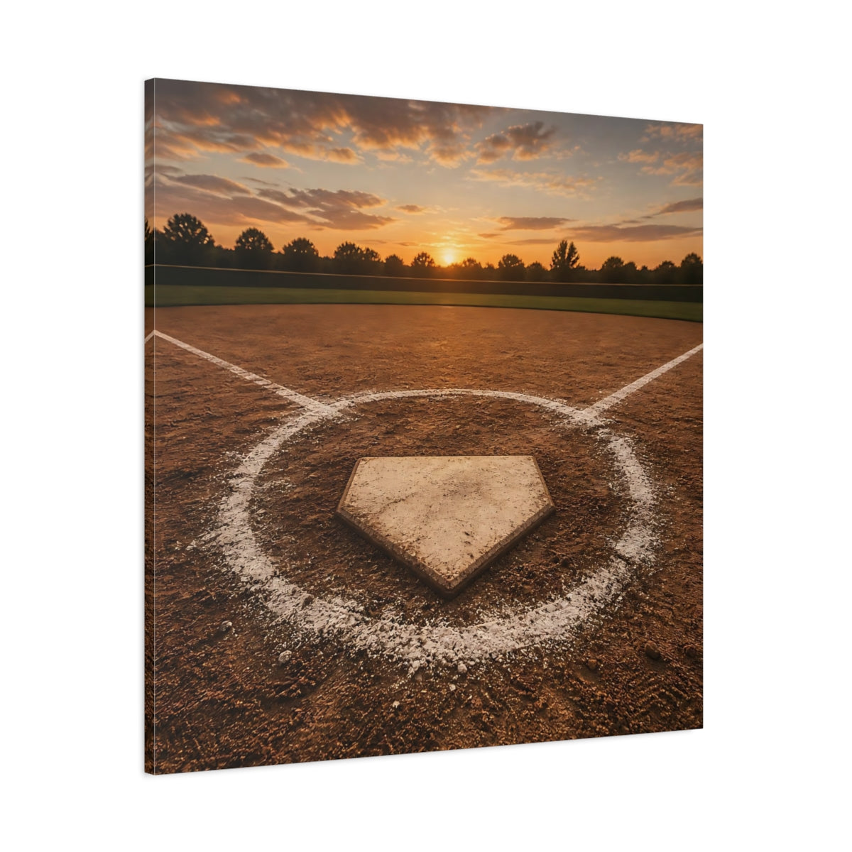 Side Mockup 1. Home Plate At Sunset shown as canvas print