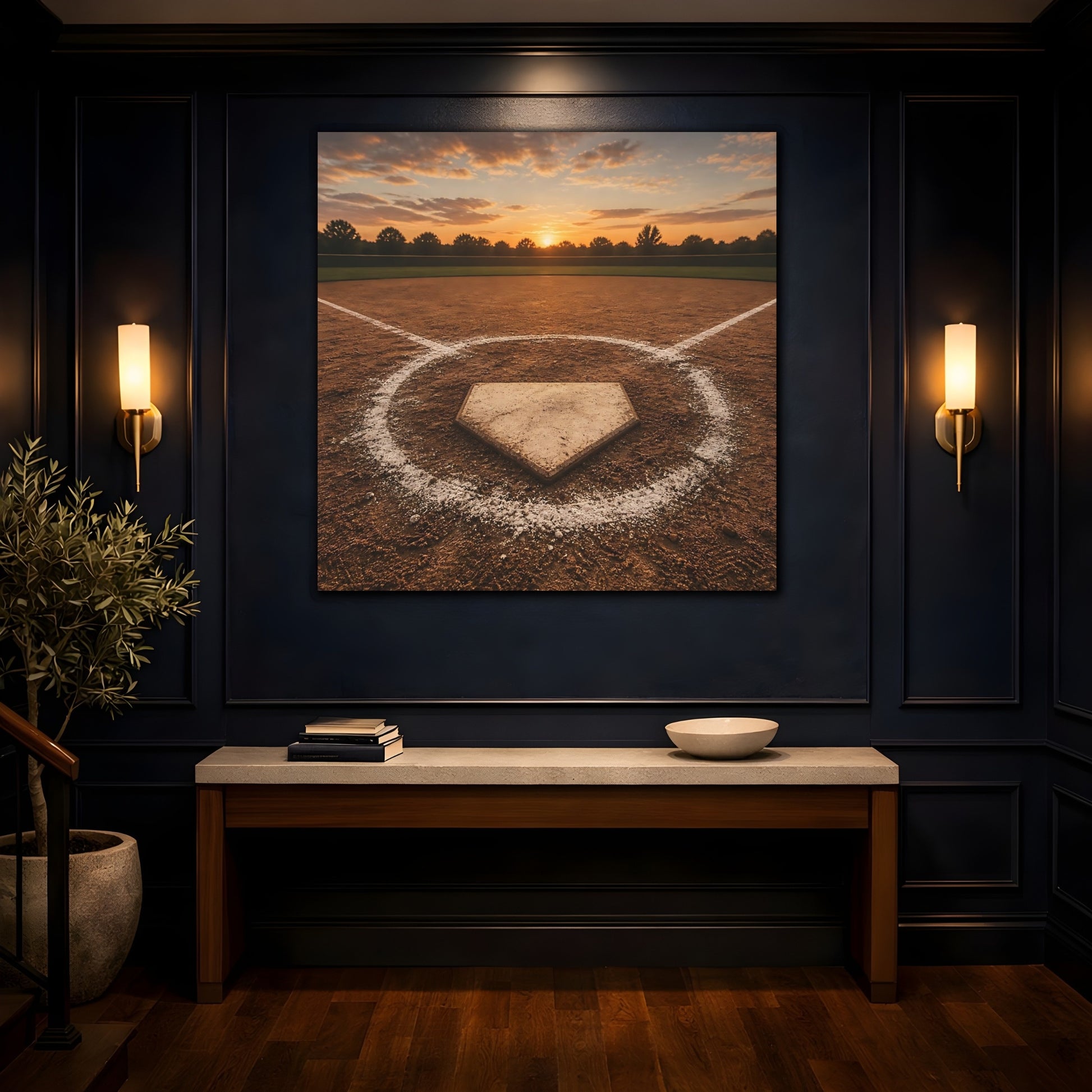 Mockup 4. Home Plate At Sunset shown as canvas print