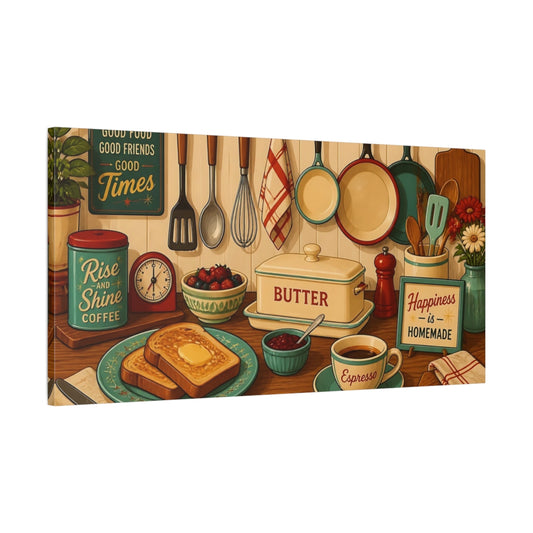Main Mockup. Homemade Breakfast Spread shown as canvas print