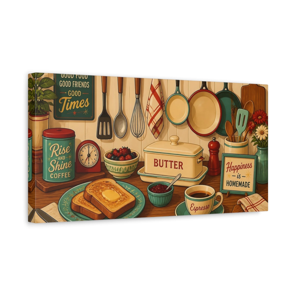 Side Mockup 3. Homemade Breakfast Spread shown as canvas print