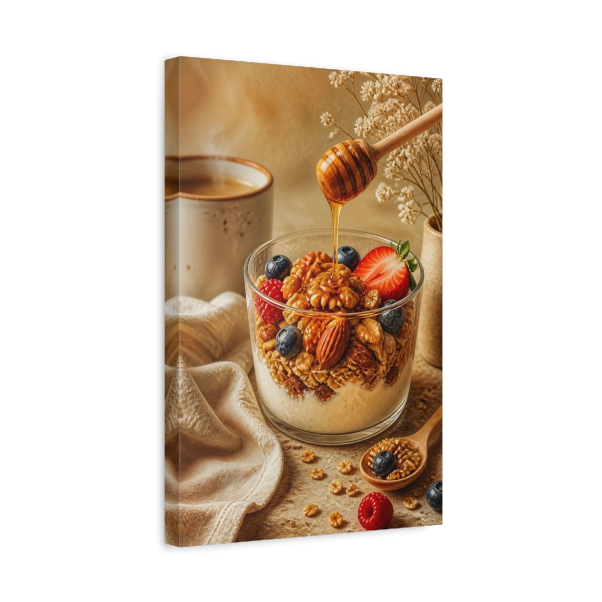 Side Mockup 4. Honey Drizzled Granola Parfait shown as canvas print