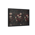 Side Mockup 6. Horror Floral Skulls Dark Floral Skulls shown as stretched canvas wall art