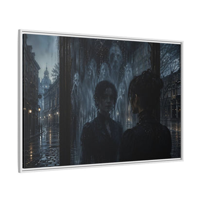 Side Mockup 7. Horror Ghostly Reflection Dark And Moody shown as stretched canvas wall art