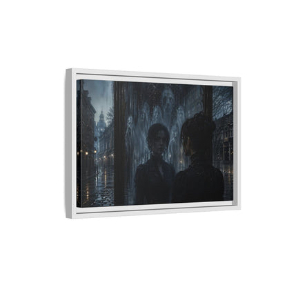 Side Mockup 4. Horror Ghostly Reflection Dark And Moody shown as stretched canvas wall art