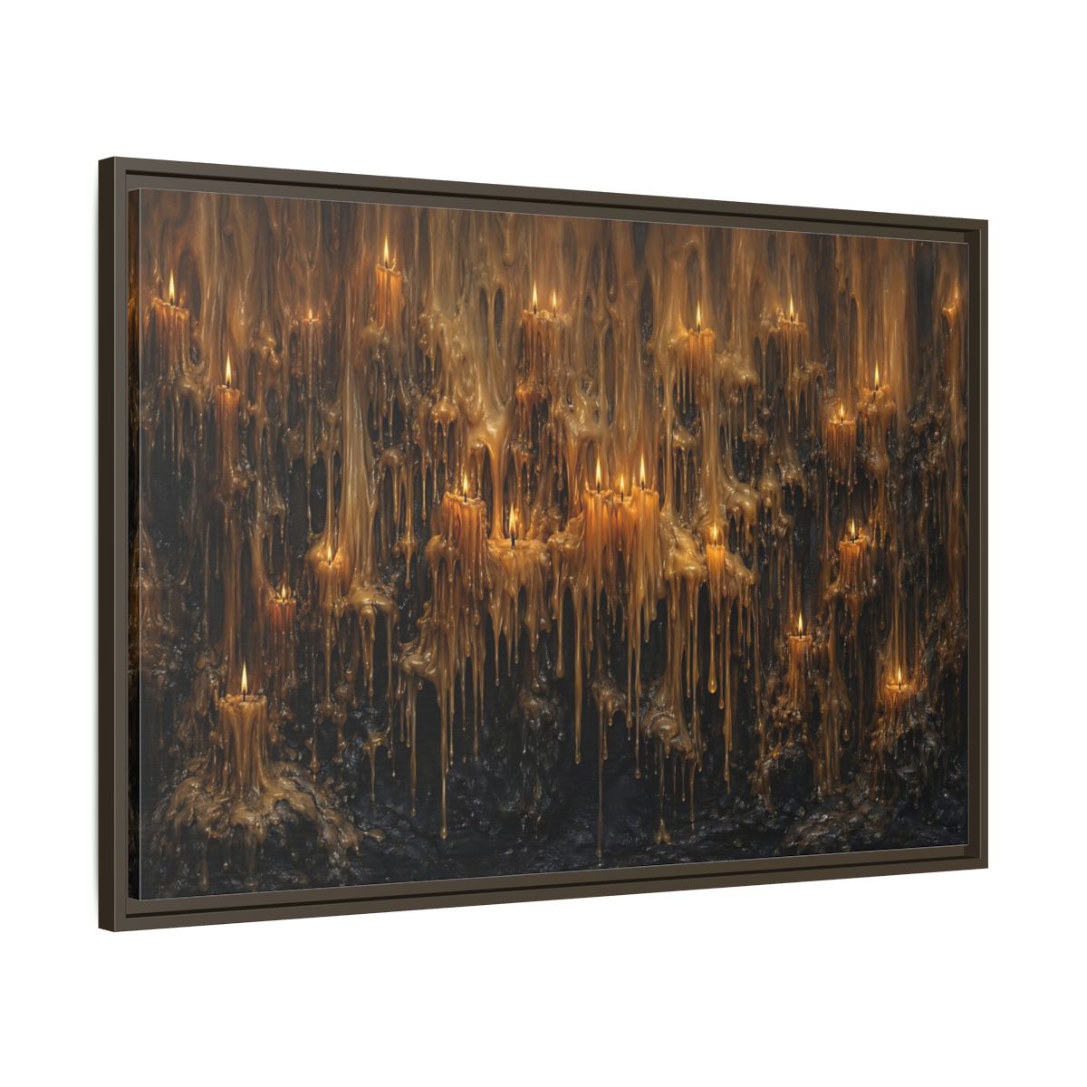Main Mockup. Horror Melting Candles Amber Wax shown as stretched canvas wall art