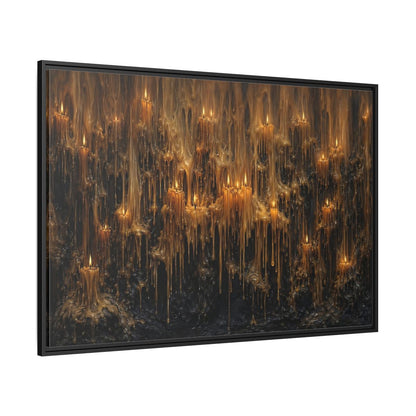 Side Mockup 12. Horror Melting Candles Amber Wax shown as stretched canvas wall art