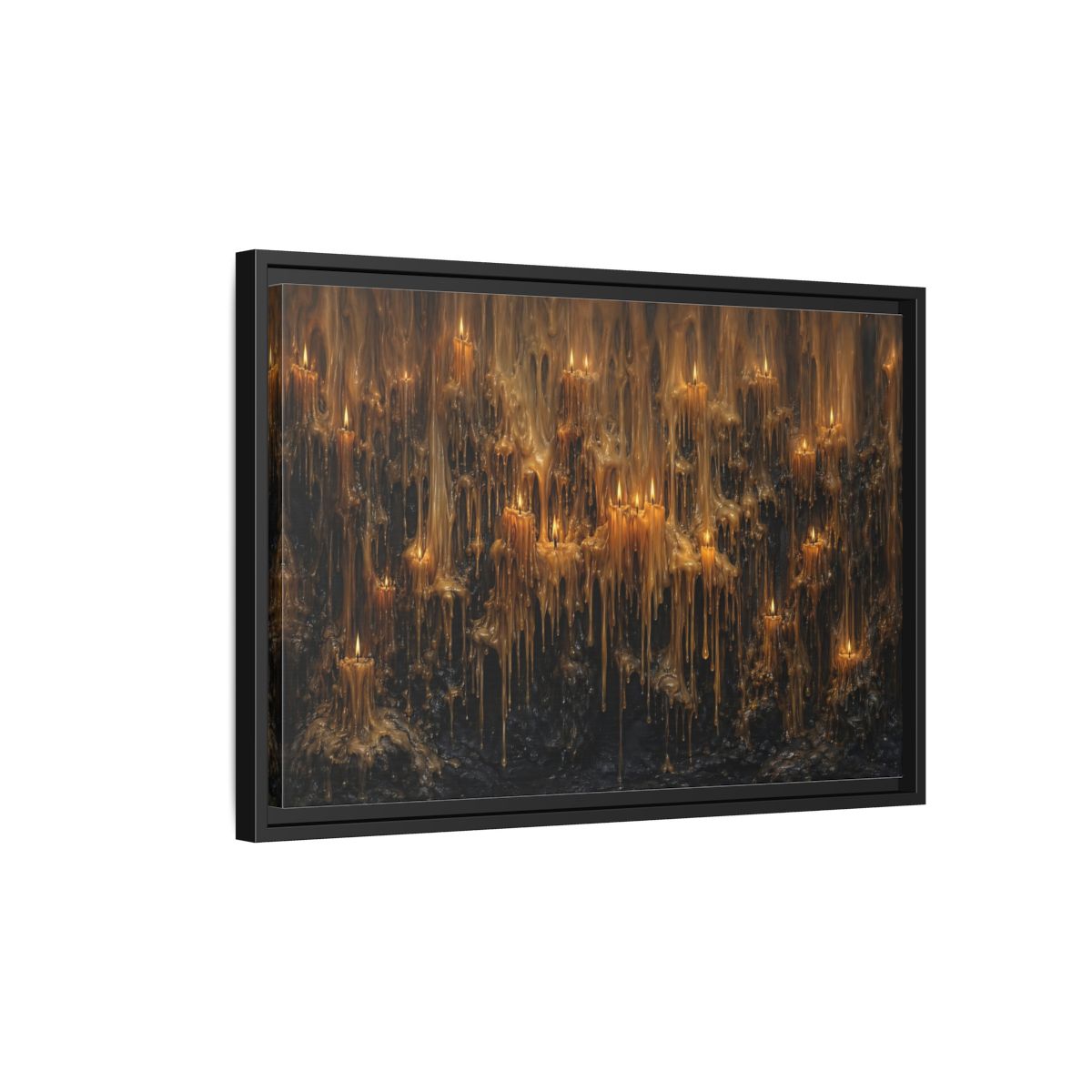 Side Mockup 3. Horror Melting Candles Amber Wax shown as stretched canvas wall art