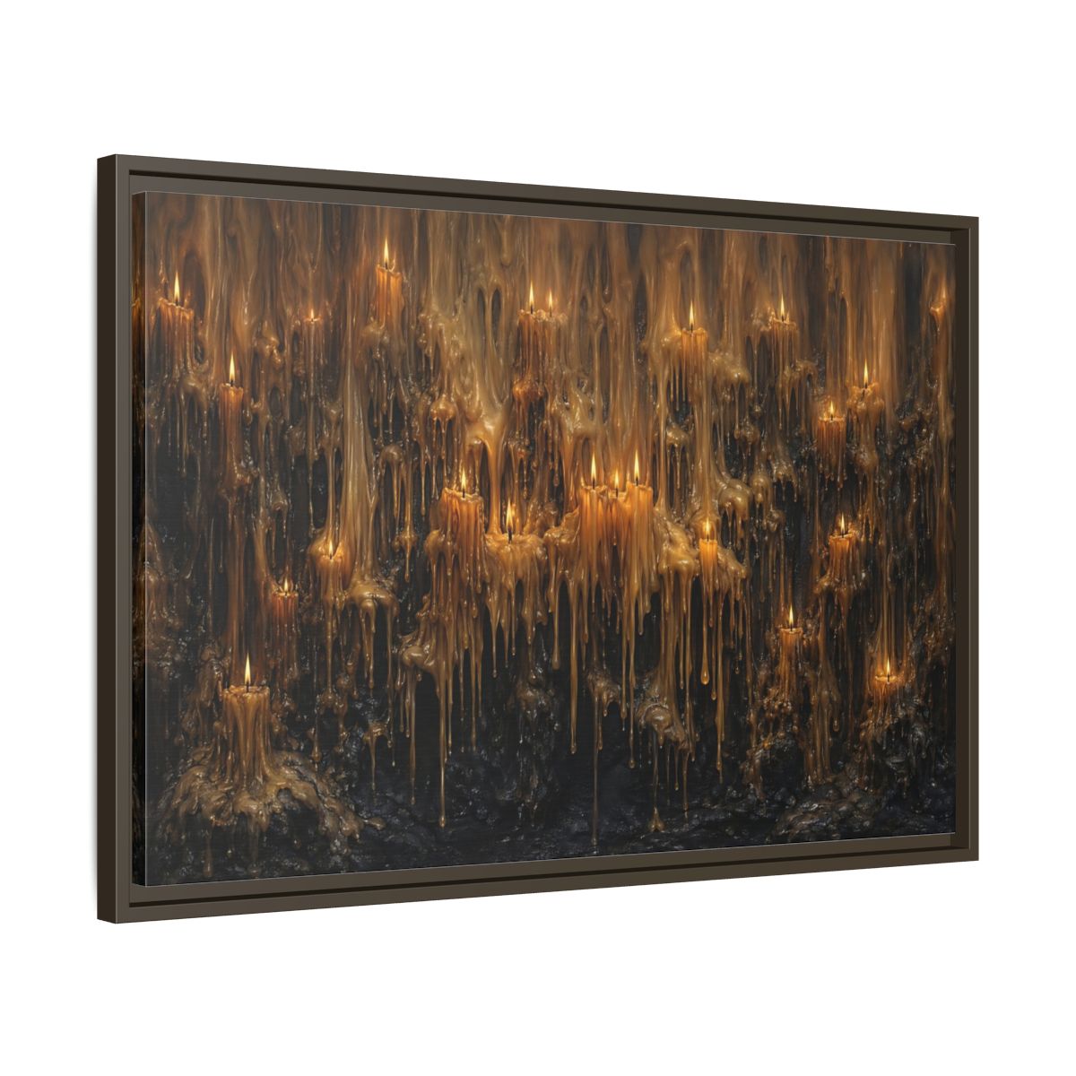 Side Mockup 11. Horror Melting Candles Amber Wax shown as stretched canvas wall art
