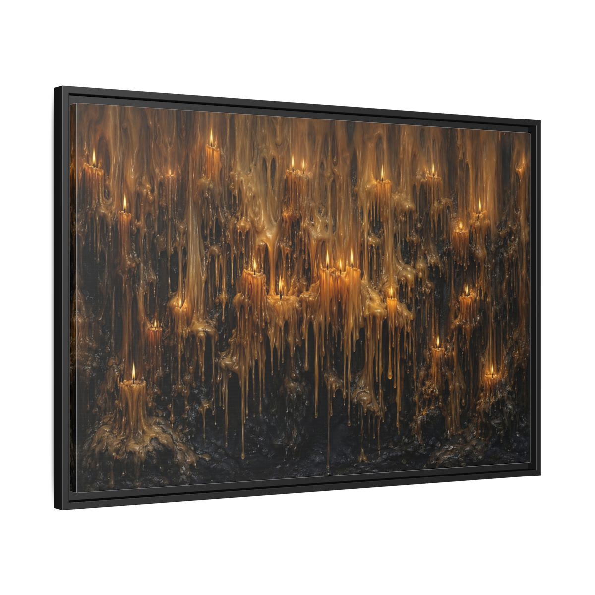 Side Mockup 13. Horror Melting Candles Amber Wax shown as stretched canvas wall art