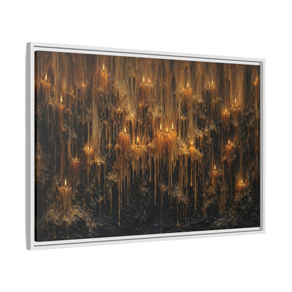 Side Mockup 9. Horror Melting Candles Amber Wax shown as stretched canvas wall art
