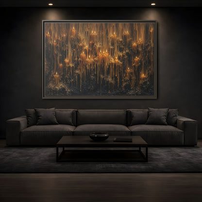 Mockup 3. Horror Melting Candles Amber Wax shown as stretched canvas wall art