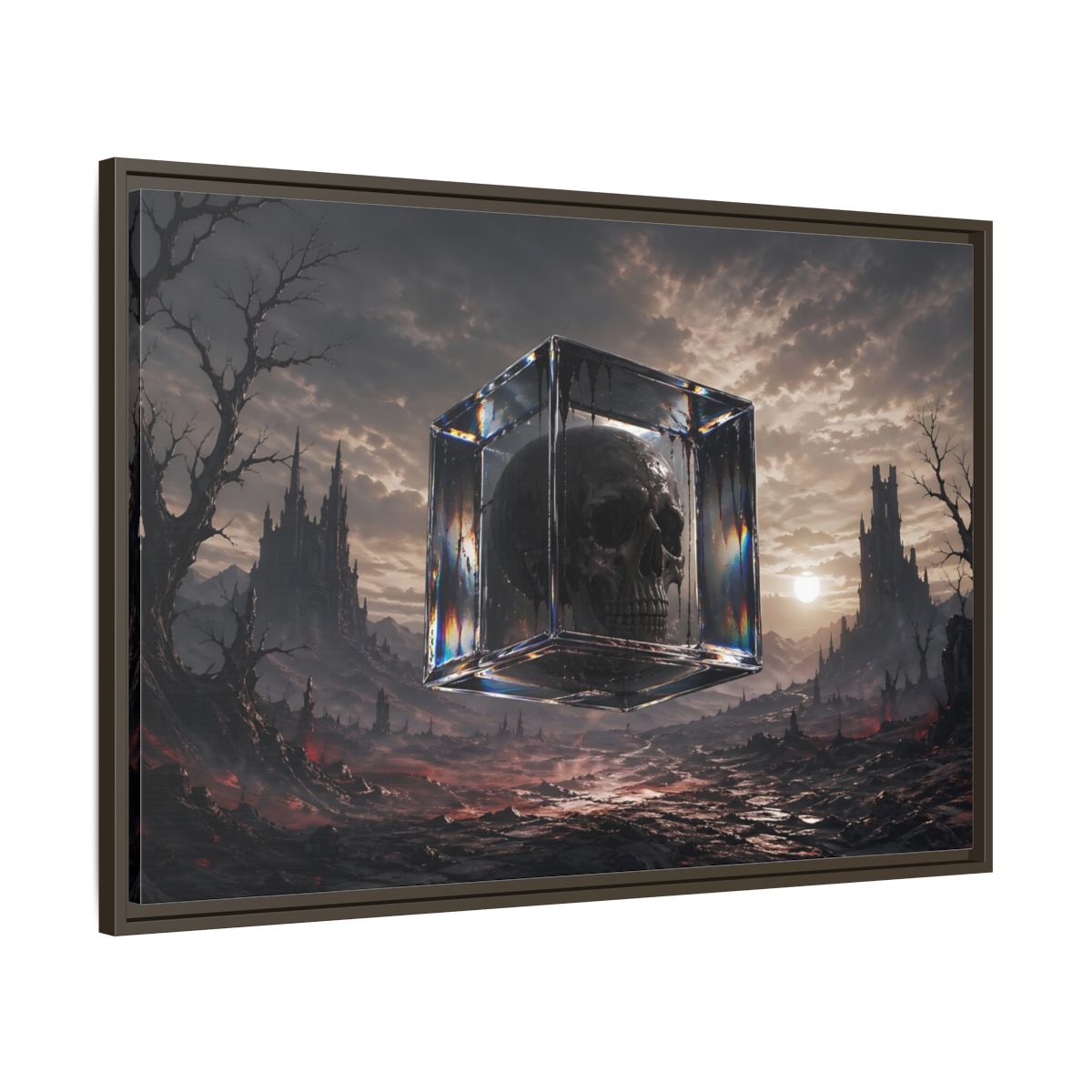 Main Mockup. Horror Skull Dark Fantasy Skull shown as stretched canvas wall art