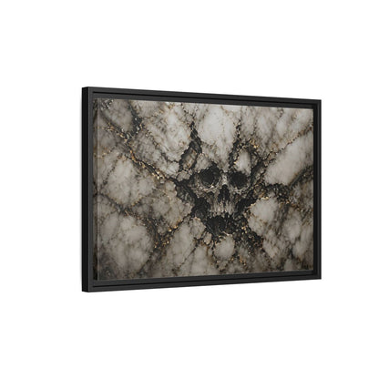 Side Mockup 3. Horror Skull Gold Marble Skull shown as stretched canvas wall art