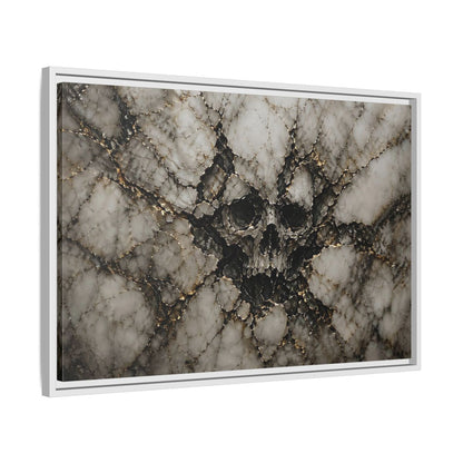 Side Mockup 10. Horror Skull Gold Marble Skull shown as stretched canvas wall art