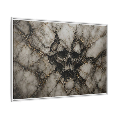 Side Mockup 7. Horror Skull Gold Marble Skull shown as stretched canvas wall art