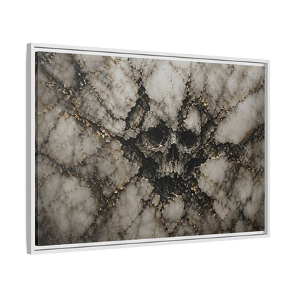 Side Mockup 9. Horror Skull Gold Marble Skull shown as stretched canvas wall art