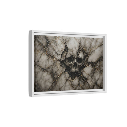 Side Mockup 4. Horror Skull Gold Marble Skull shown as stretched canvas wall art