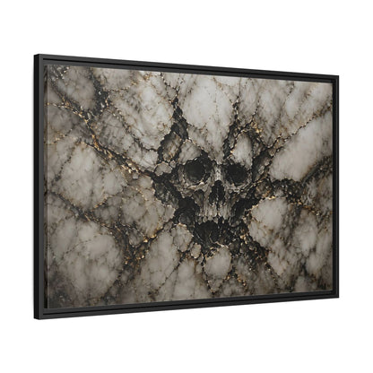 Side Mockup 13. Horror Skull Gold Marble Skull shown as stretched canvas wall art